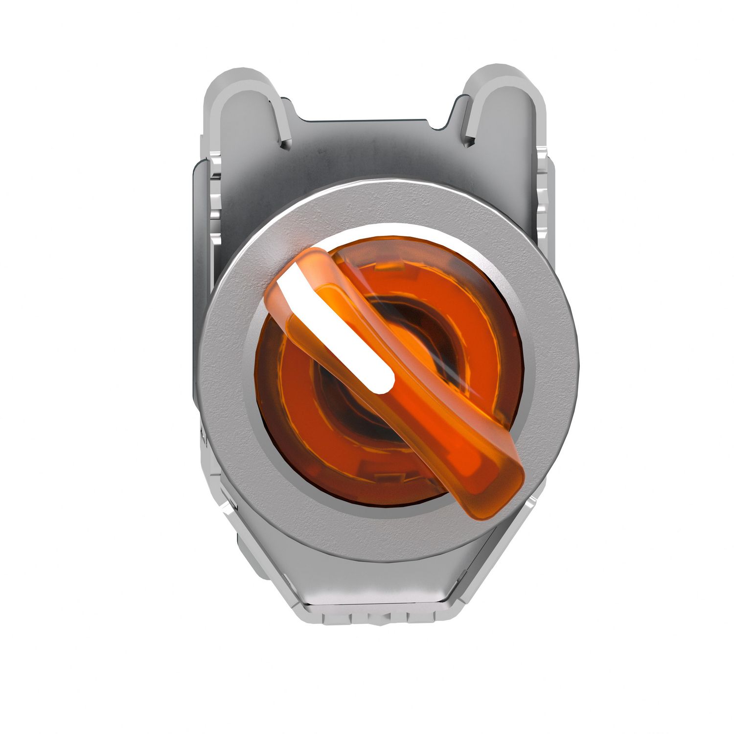 Picture of Head for illuminated selector switch, Harmony XB4, metal, orange handle, 30mm, universal LED, 2 positions