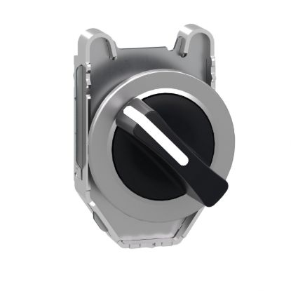 Picture of Flush mounted selector switch head, Harmony XB4, metal, black, 30mm, 2 positions, stay put