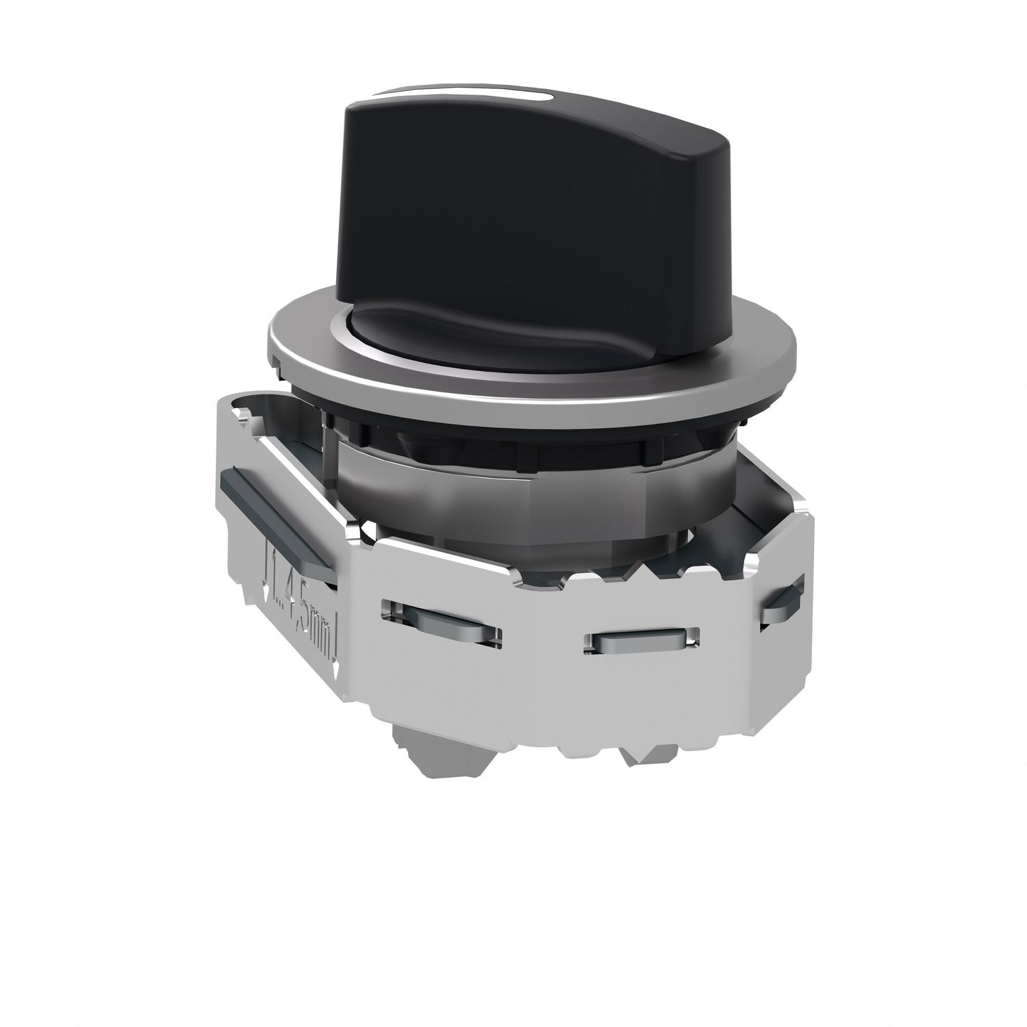 Picture of Flush mounted selector switch head, Harmony XB4, metal, black, 30mm, 2 positions, stay put