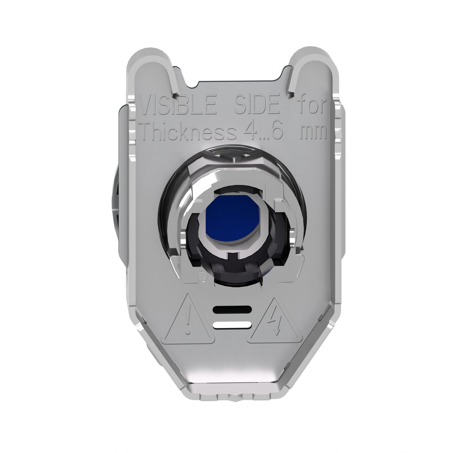 Picture of Head for illuminated push button, Harmony XB4, metal, blue flush, 30mm, spring return, universal LED, unmarked
