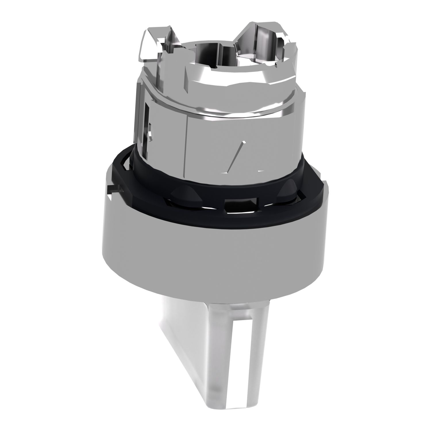 Picture of Head for illuminated selector switch, Harmony XB4, chromium metal, white handle, 22mm, universal LED, 3 positions, right to center