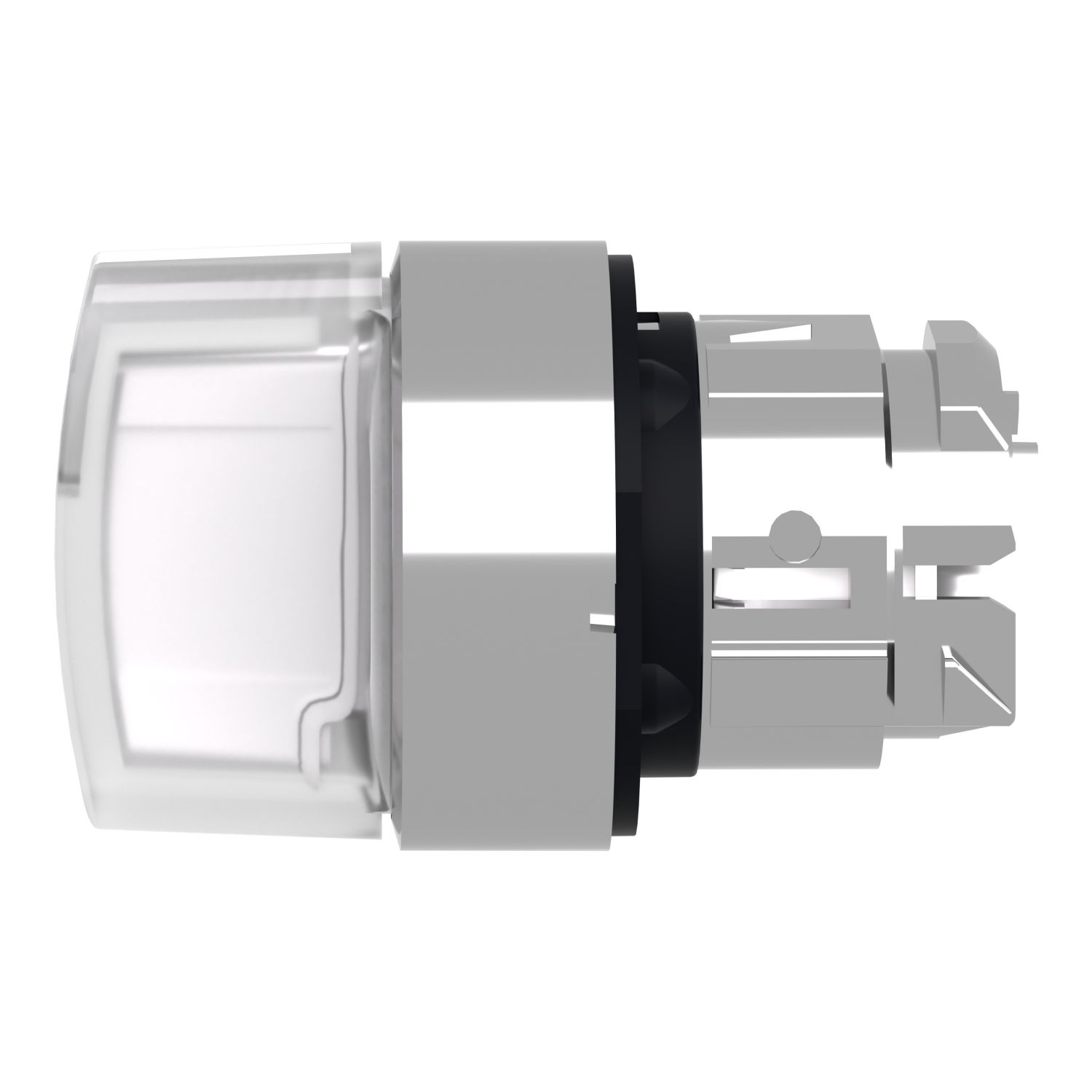 Picture of Head for illuminated selector switch, Harmony XB4, chromium metal, white handle, 22mm, universal LED, 3 positions, right to center
