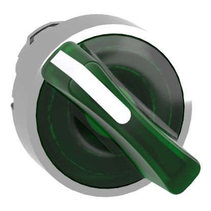 Picture of Head for illuminated selector switch, Harmony XB4, metal, white handle, 22mm, universal LED, 2 positions, spring return