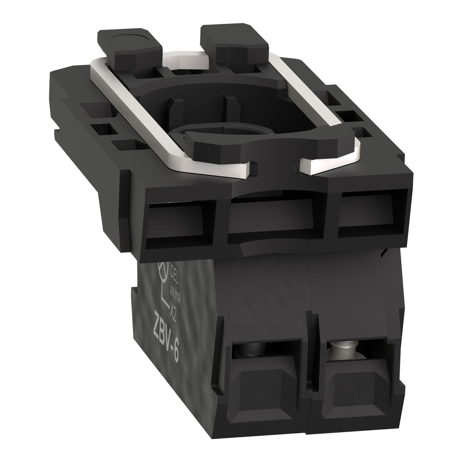 Picture of Light block with body fixing collar, Harmony XB5, plastic, blue, for BA9s bulb, lt 250V, 1NO