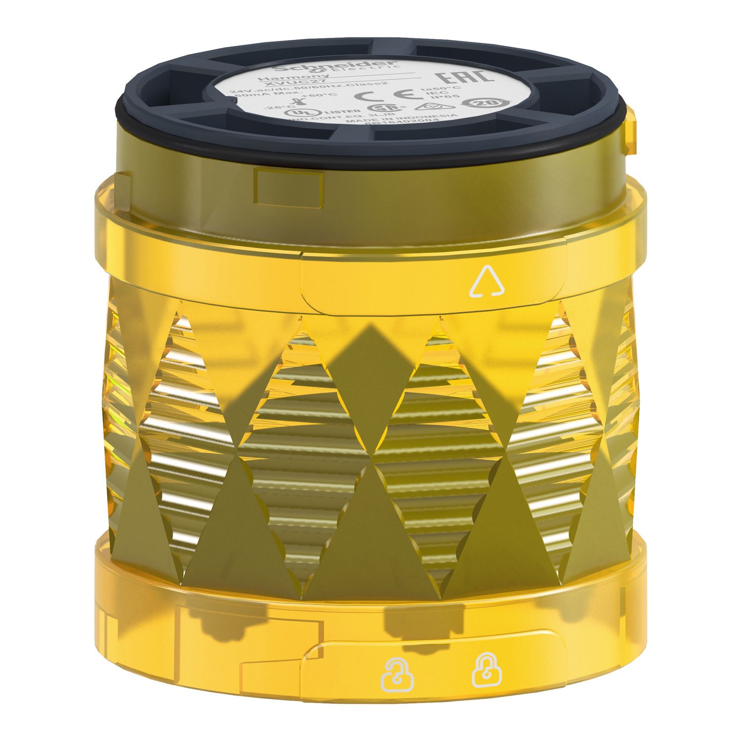 Picture of Illuminated LED unit for modular tower lights, Harmony XVU, yellow, Ø60, blinking, IP65, 24 V AC/DC