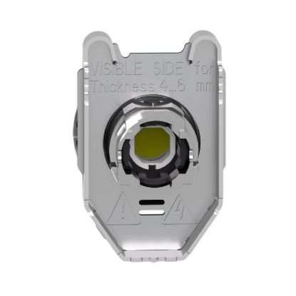 Picture of Head for illuminated push button, Harmony XB4, metal, orange flush mounted, 30mm, universal LED, unmarked