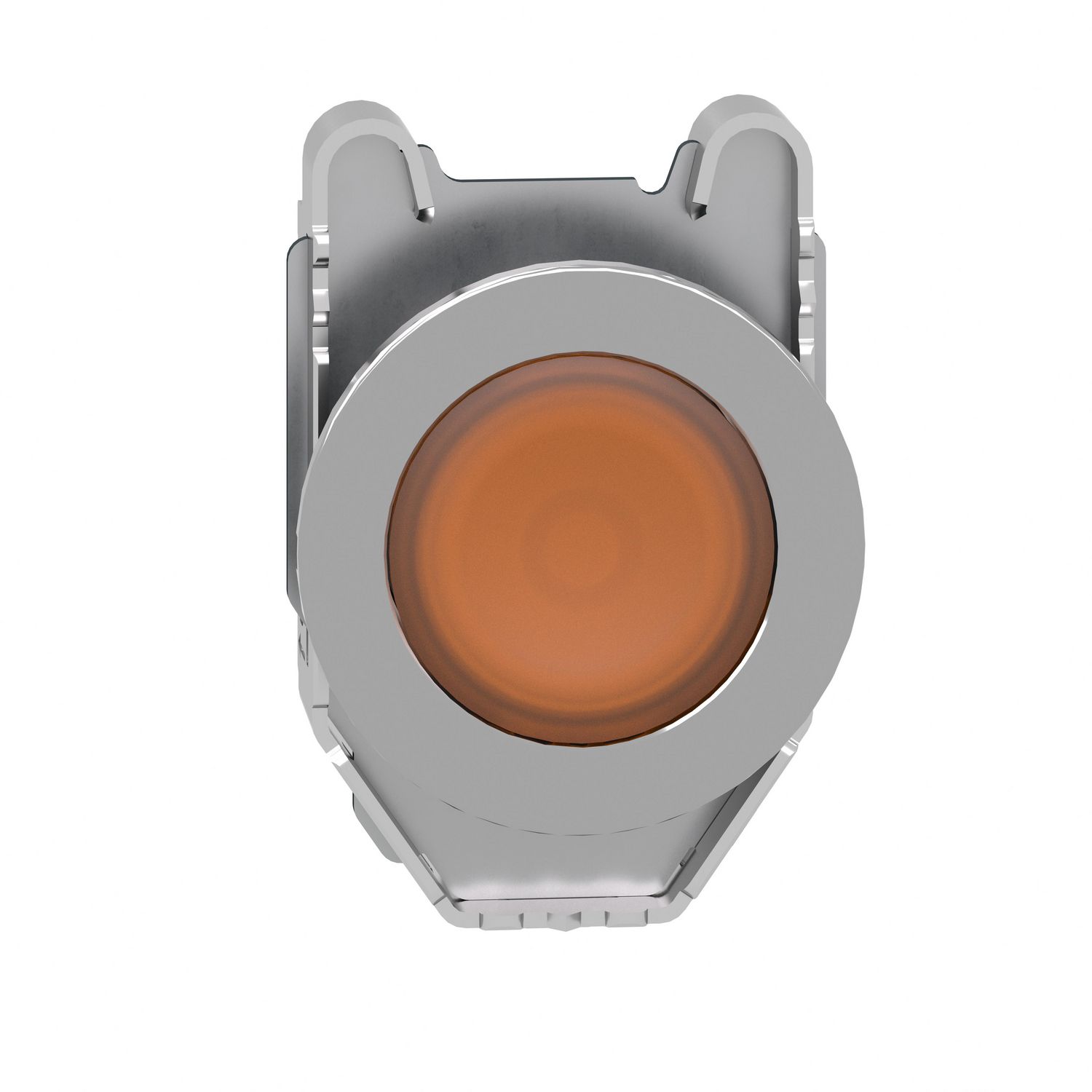 Picture of Head for illuminated push button, Harmony XB4, metal, orange flush mounted, 30mm, universal LED, unmarked