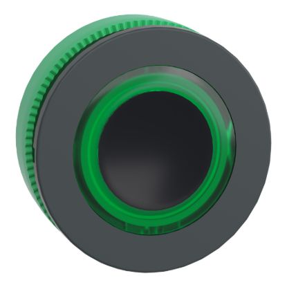 Picture of Head for illuminated push button, Harmony XB5, plastic, green flush mounted, 30mm, universal LED, illuminated ring