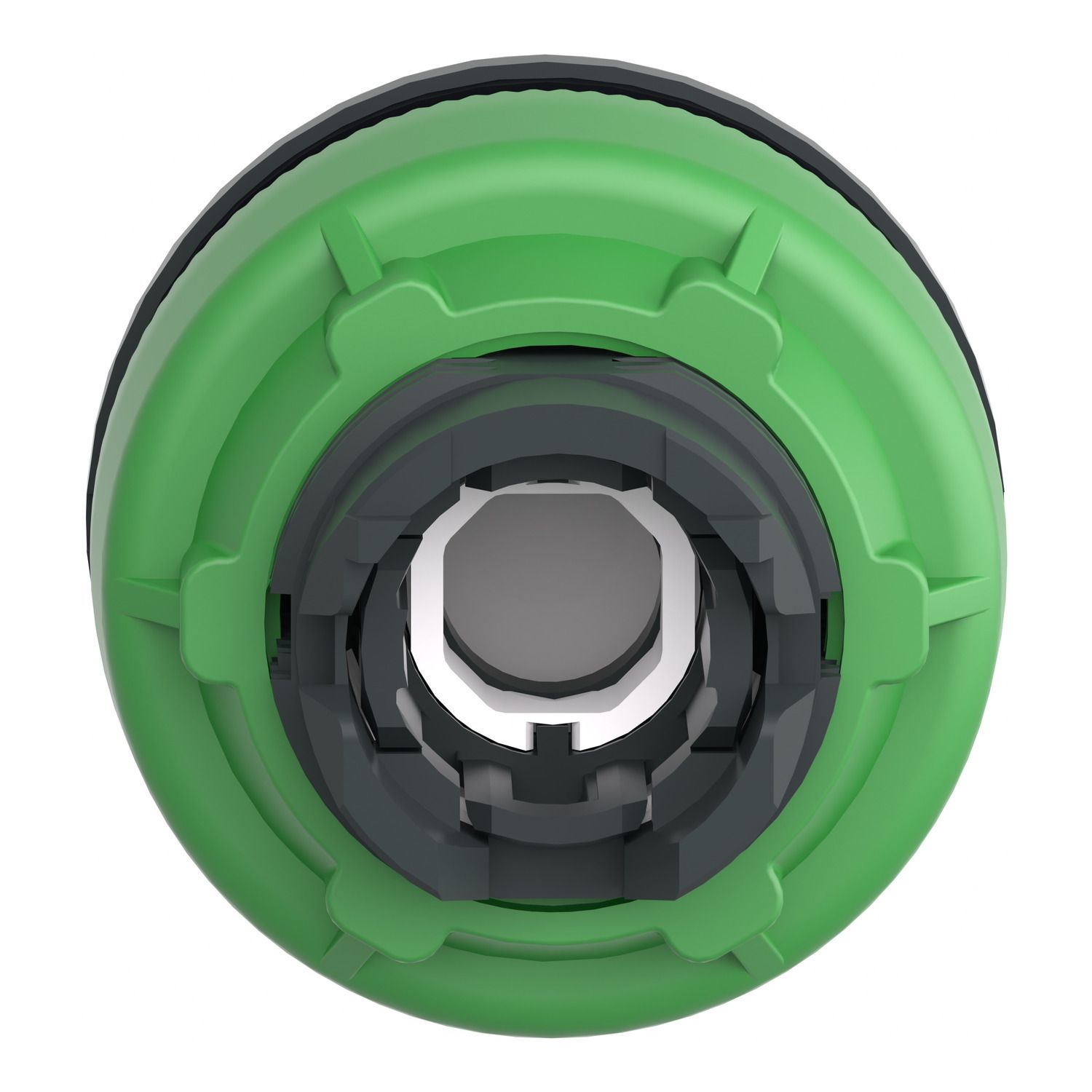 Picture of Head for illuminated push button, Harmony XB5, plastic, green flush mounted, 30mm, universal LED, illuminated ring