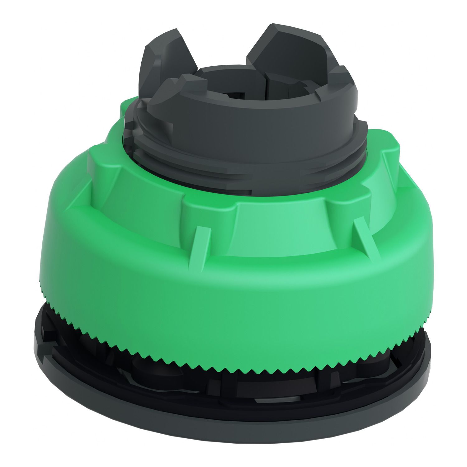 Picture of Head for illuminated push button, Harmony XB5, plastic, green flush mounted, 30mm, universal LED, illuminated ring