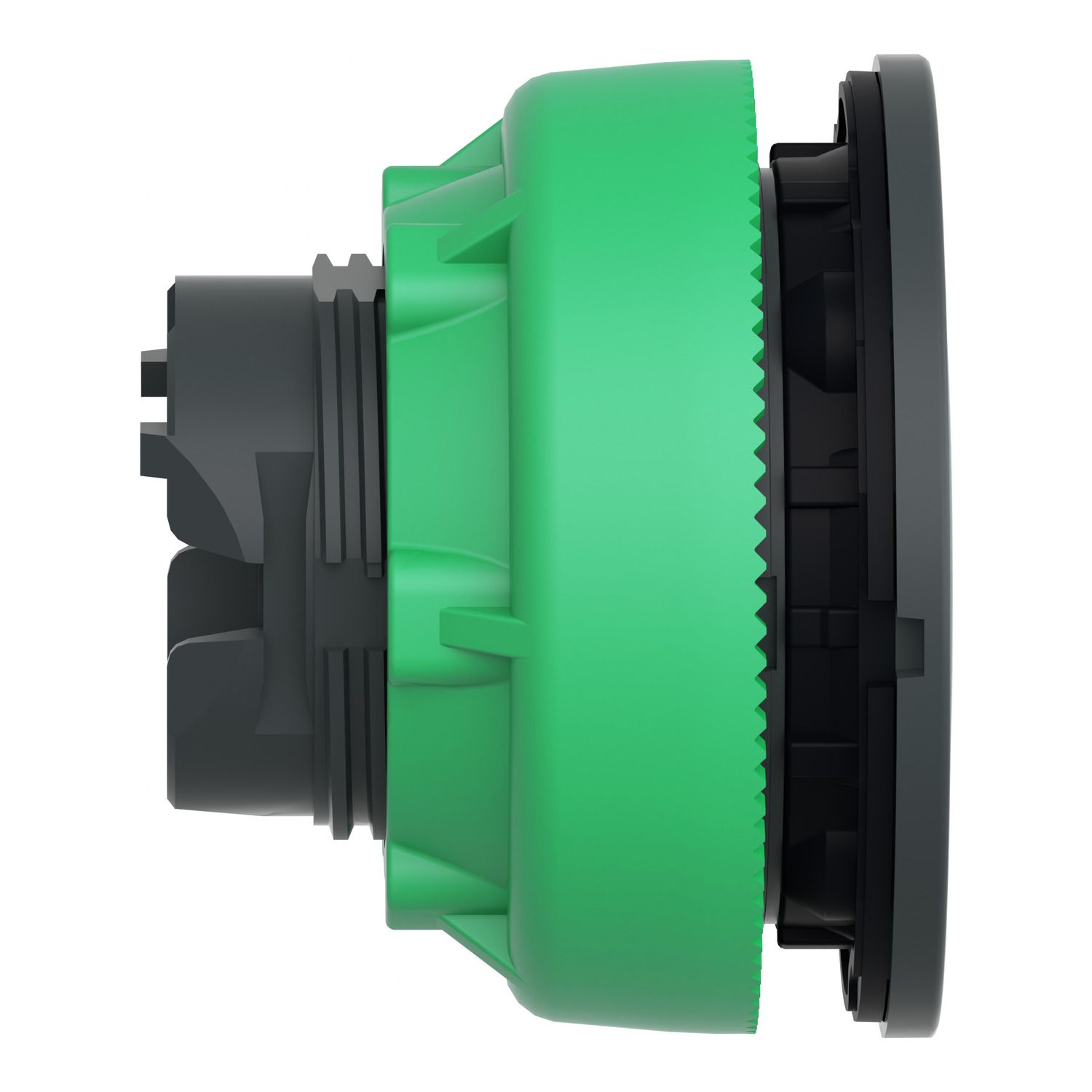Picture of Head for illuminated push button, Harmony XB5, plastic, green flush mounted, 30mm, universal LED, illuminated ring