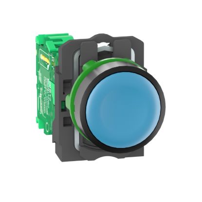 Picture of Wireless and batteryless transmitter, Harmony XB5R, push button, plastic, blue, 22mm, spring return