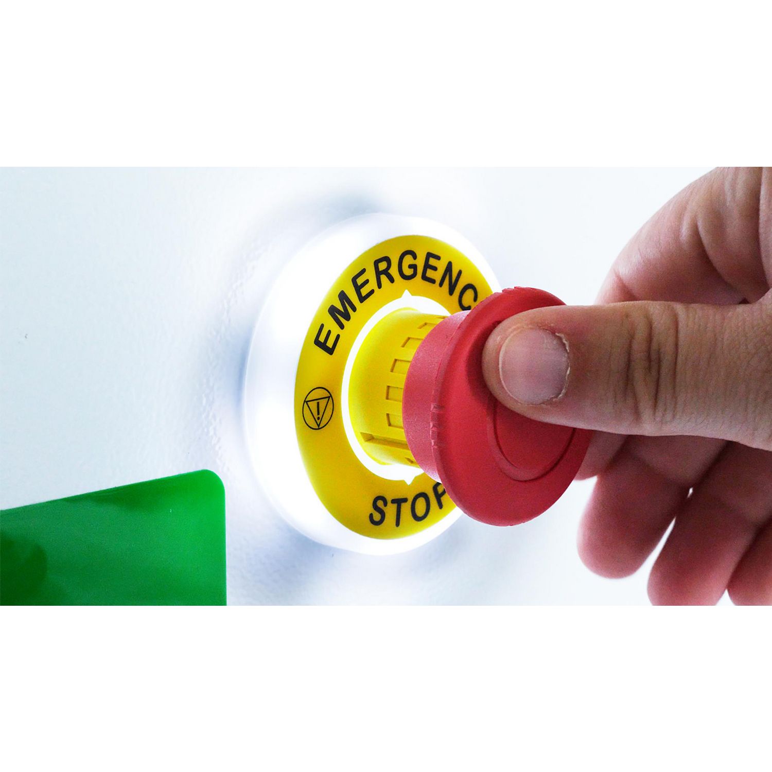 Picture of Illuminated marked legend ring, Harmony XB5, 60mm, plastic, yellow, white or red integral LED, marked NOT HALT, 24V AC DC