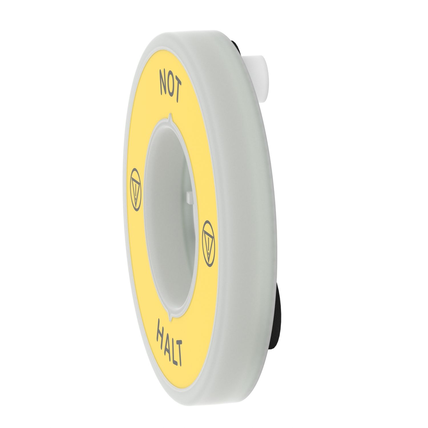 Picture of Illuminated marked legend ring, Harmony XB5, 60mm, plastic, yellow, white or red integral LED, marked NOT HALT, 24V AC DC