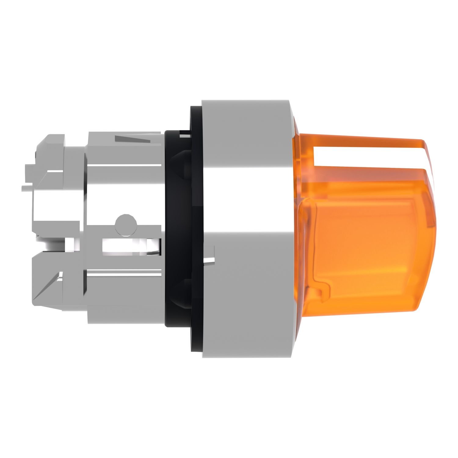 Picture of Head for illuminated selector switch, Harmony XB4, chromium metal, orange handle, 22mm, universal LED, 2 positions,