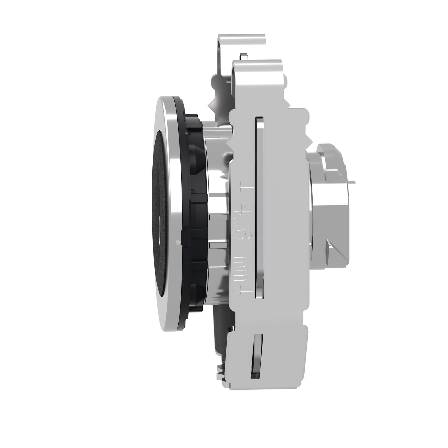 Picture of Flush mounted push button head, Harmony XB4, metal, black, 30mm, spring return, marked DOWN ARROW