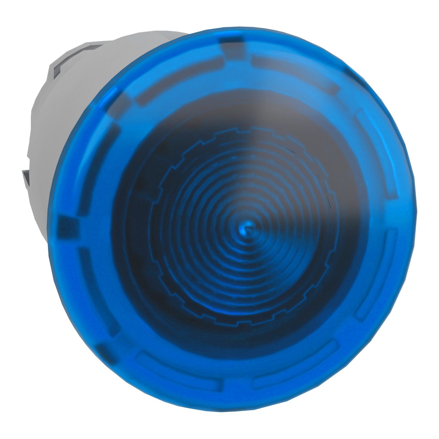 Picture of Head for illuminated push button, Harmony XB4, metal, blue mushroom 40mm, 22mm, universal LED, spring return