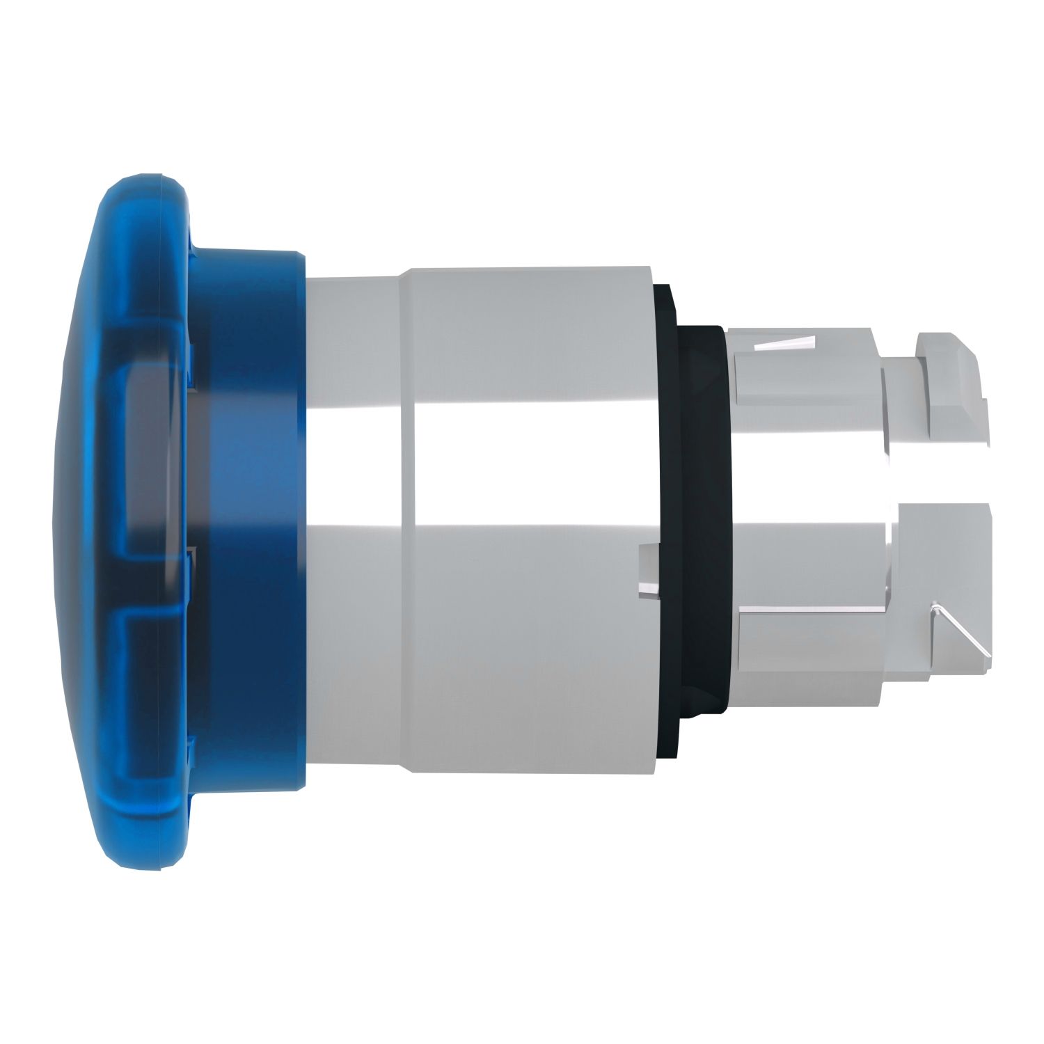 Picture of Head for illuminated push button, Harmony XB4, metal, blue mushroom 40mm, 22mm, universal LED, spring return