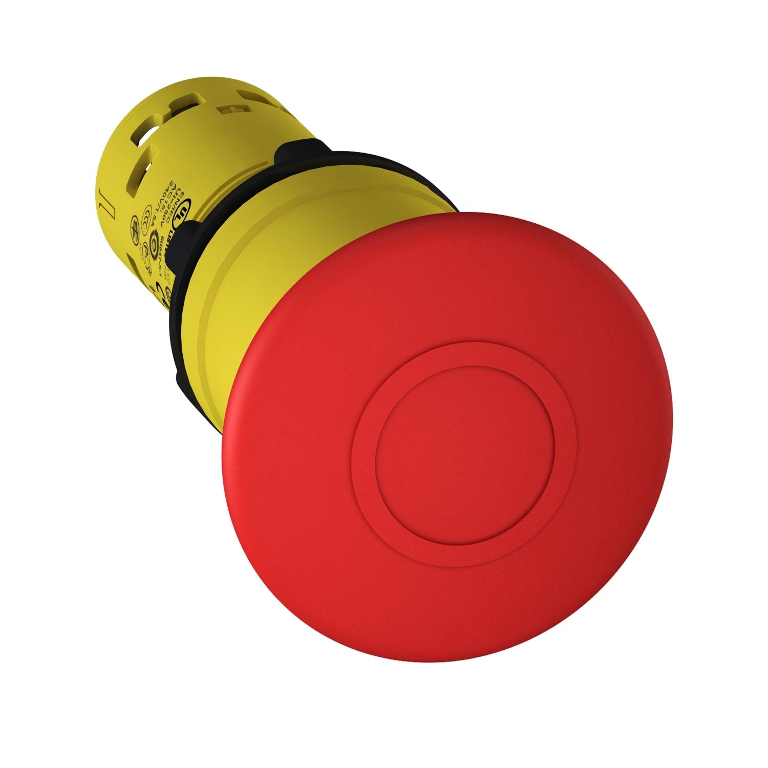 Picture of Emergency stop push button, Harmony XB7, 22mm, red mushroom 40mm, trigger latching pull to release, 1NC