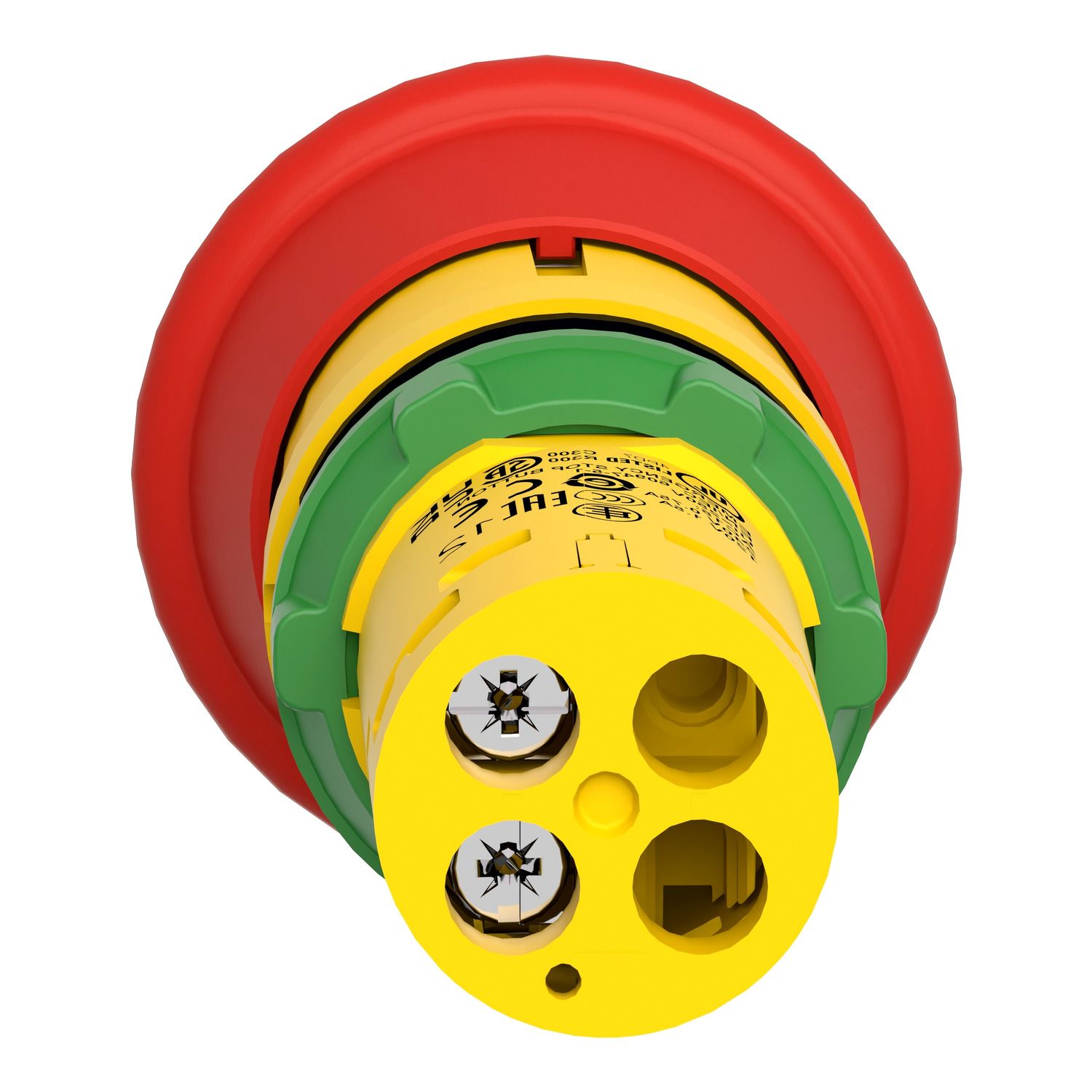 Picture of Emergency stop push button, Harmony XB7, 22mm, red mushroom 40mm, trigger latching pull to release, 1NC