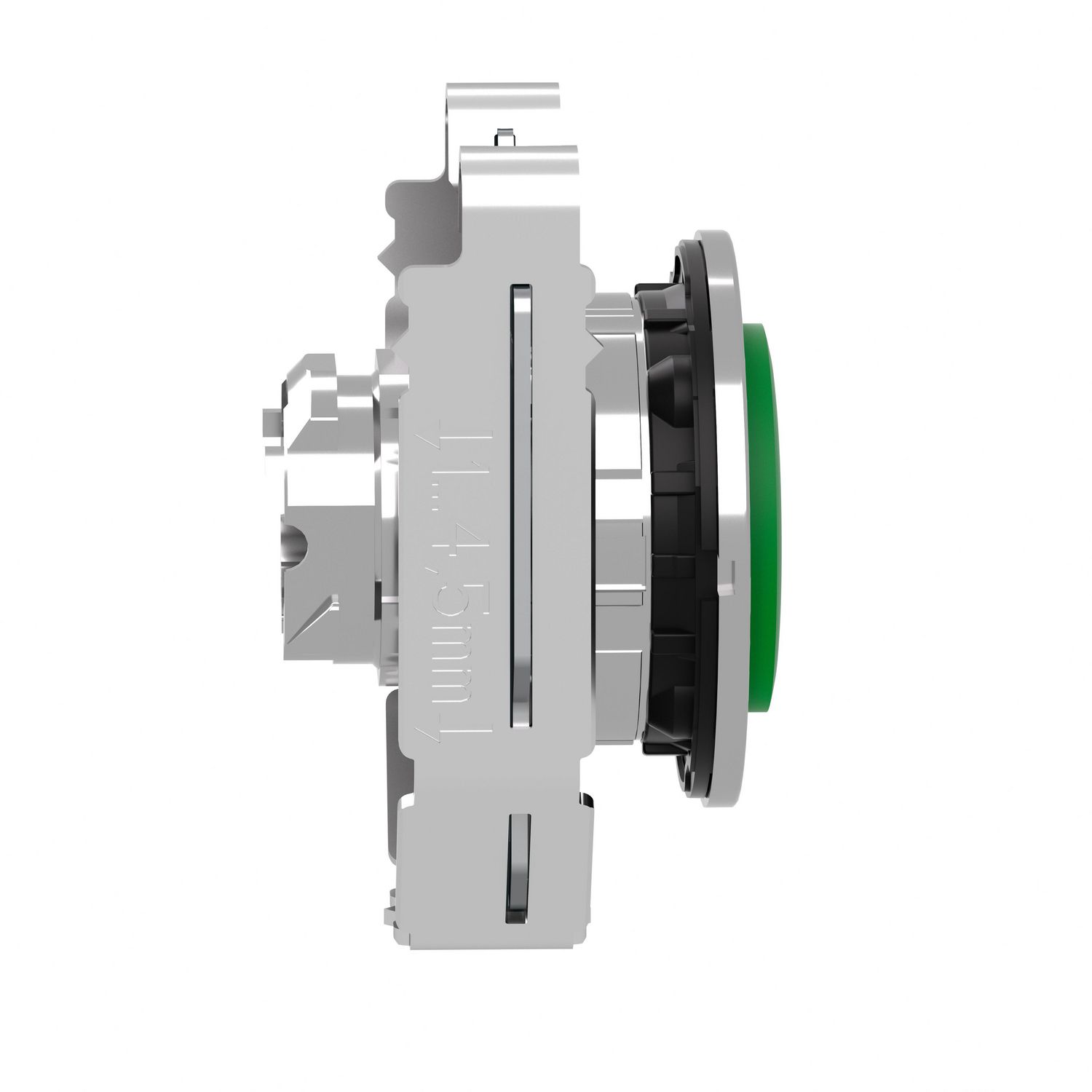 Picture of Head for illuminated push button, Harmony XB4, plastic, green projecting, 30mm, universal LED, spring return, plain lens