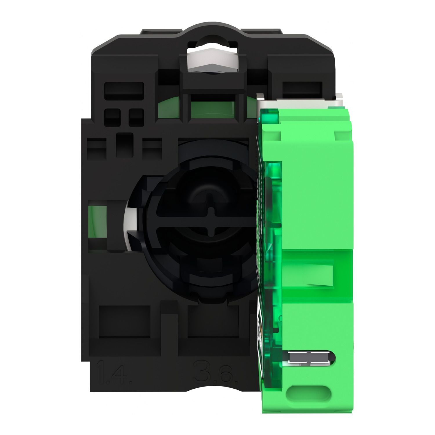 Picture of Wireless and batteryless transmitter, Harmony XB5R, push button, plastic, green, 22mm, spring return
