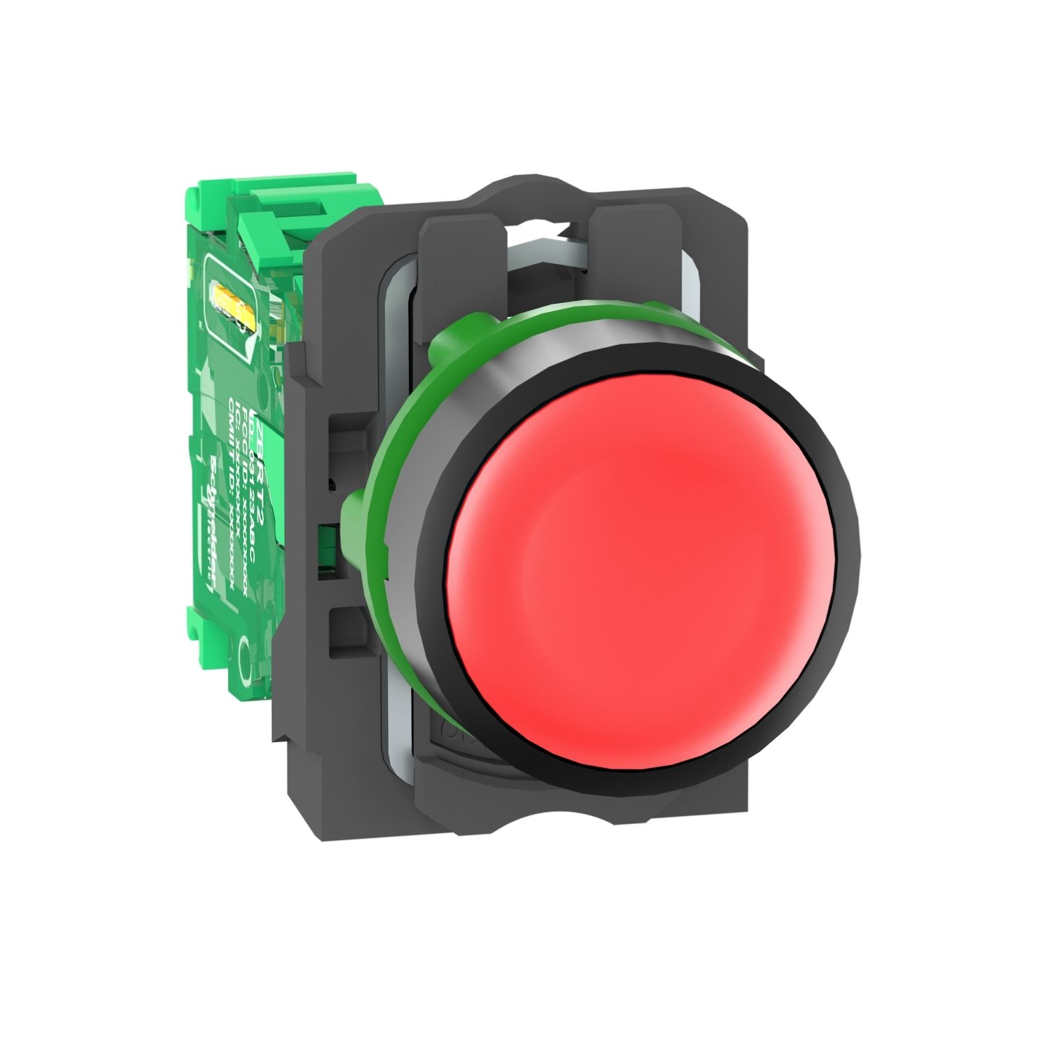 Picture of Wireless and batteryless transmitter, Harmony XB5R, push button, plastic, red, 22mm, spring return