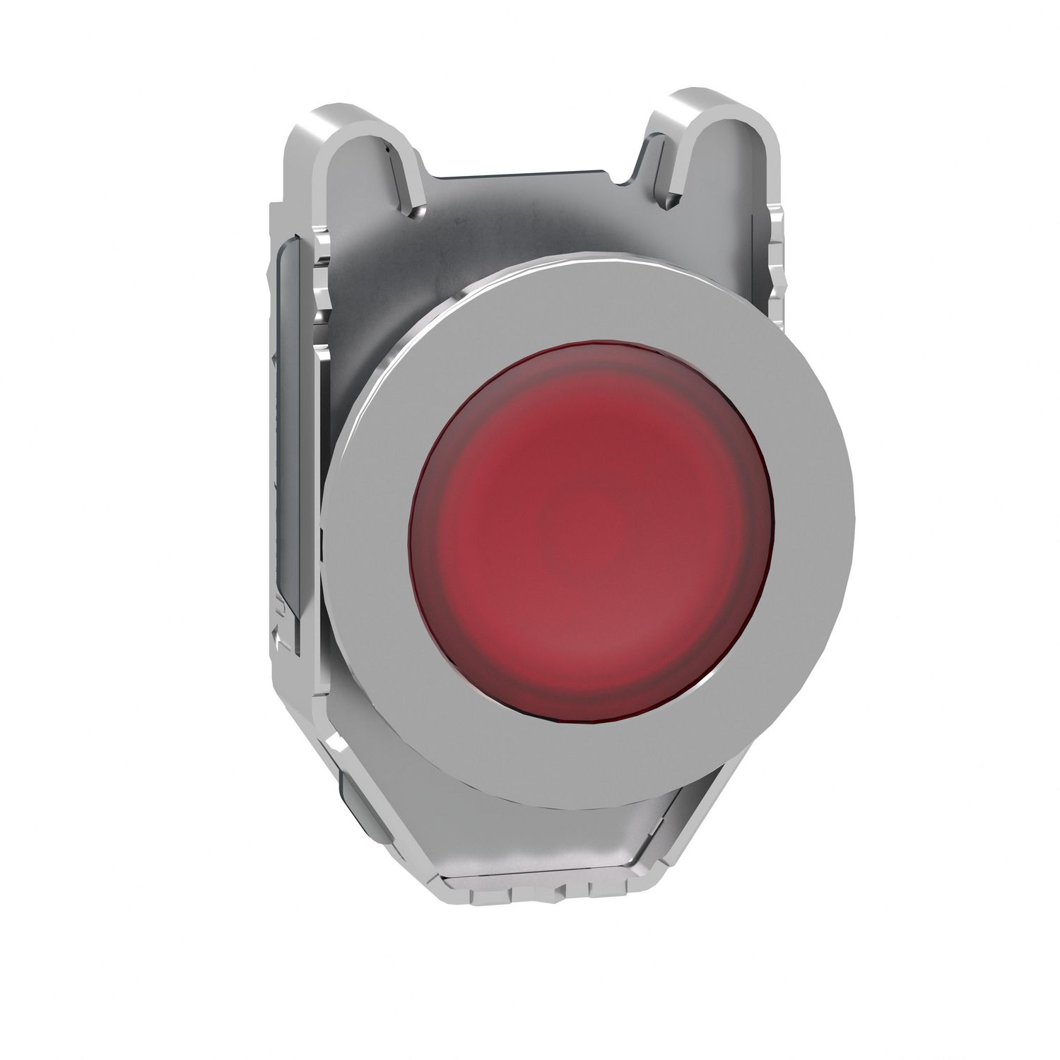Picture of Head for illuminated push button, Harmony XB4, metal, red flush mounted, 30mm, universal LED, for legend of insertion