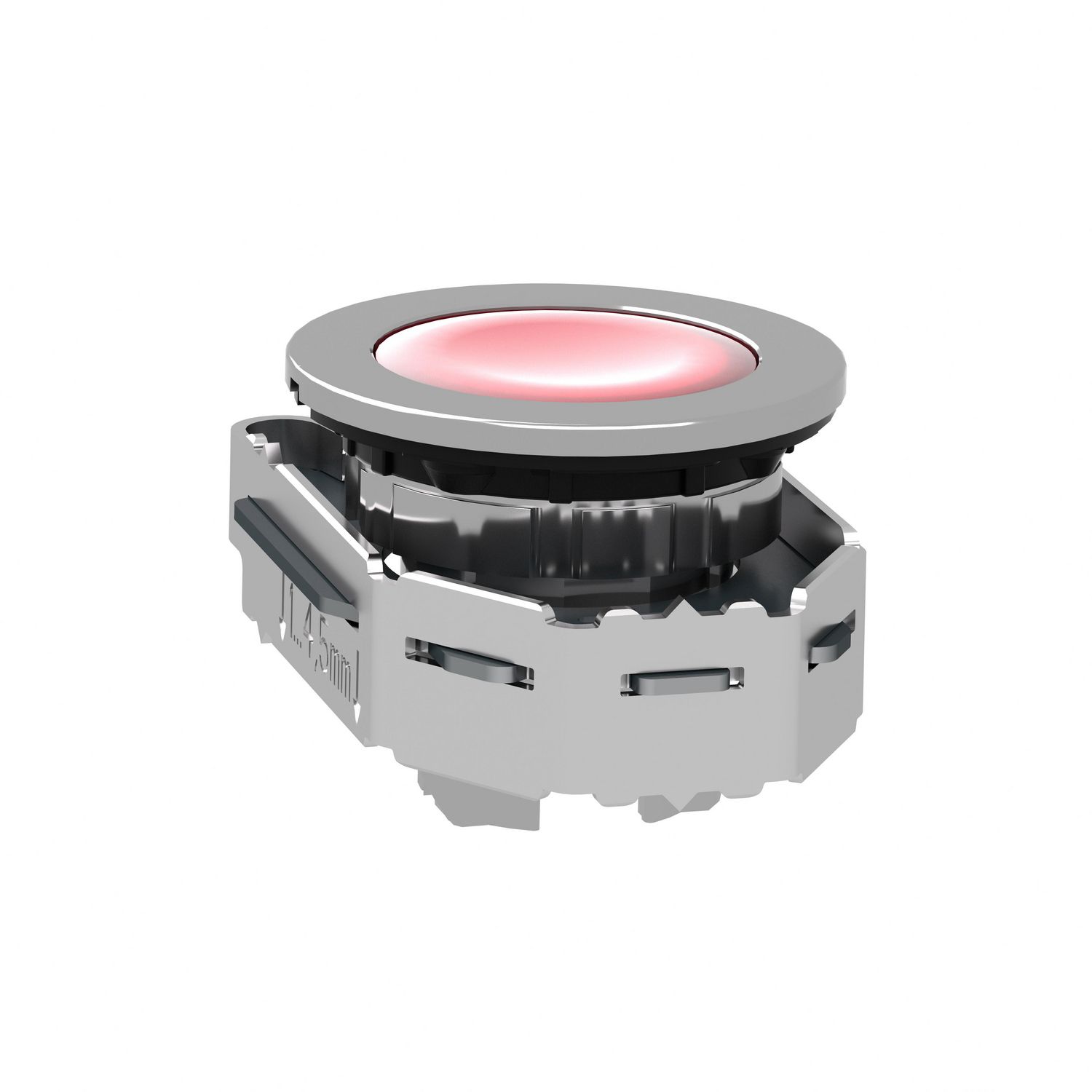 Picture of Head for illuminated push button, Harmony XB4, metal, red flush mounted, 30mm, universal LED, for legend of insertion