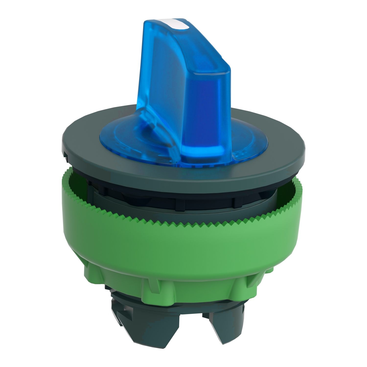 Picture of Head for illuminated selector switch, Harmony XB5, plastic, blue handle, universal LED, 3 positions, to center
