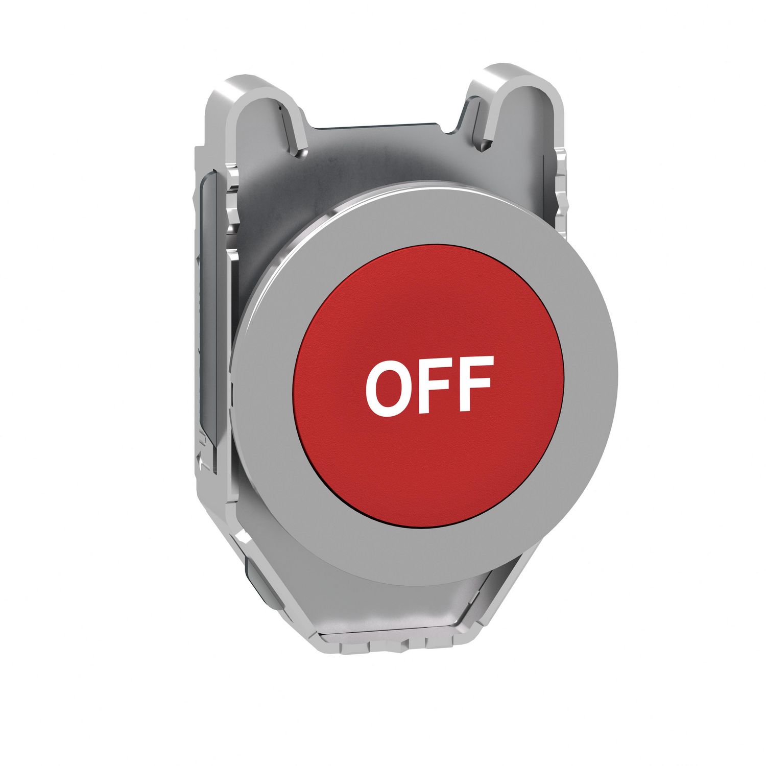 Picture of Head for non illuminated push button, Harmony XB4, flush mounted red flush caps pushbutton white marked "OFF"