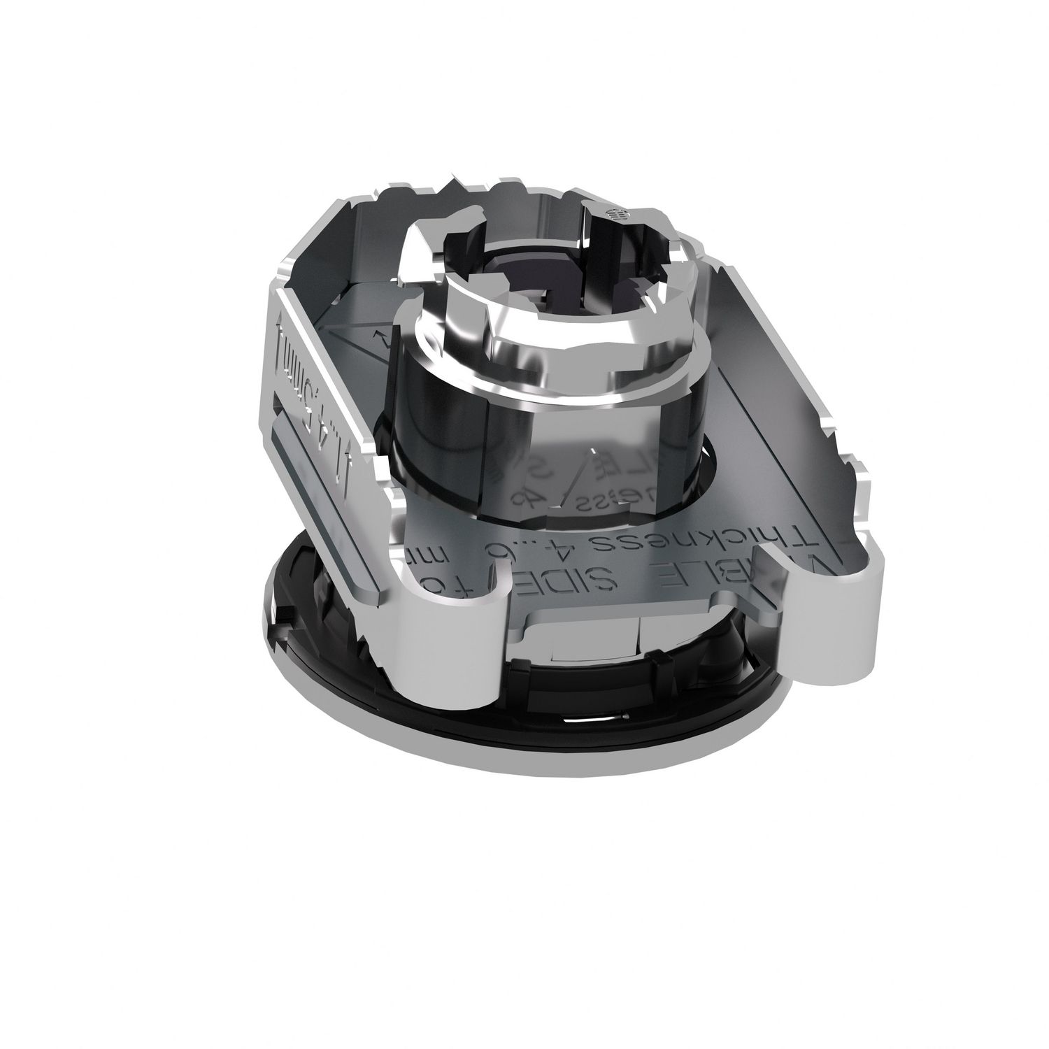 Picture of Head for illuminated push button, Harmony XB4, metal, green projecting, 30mm, universal LED, push-push, unmarked