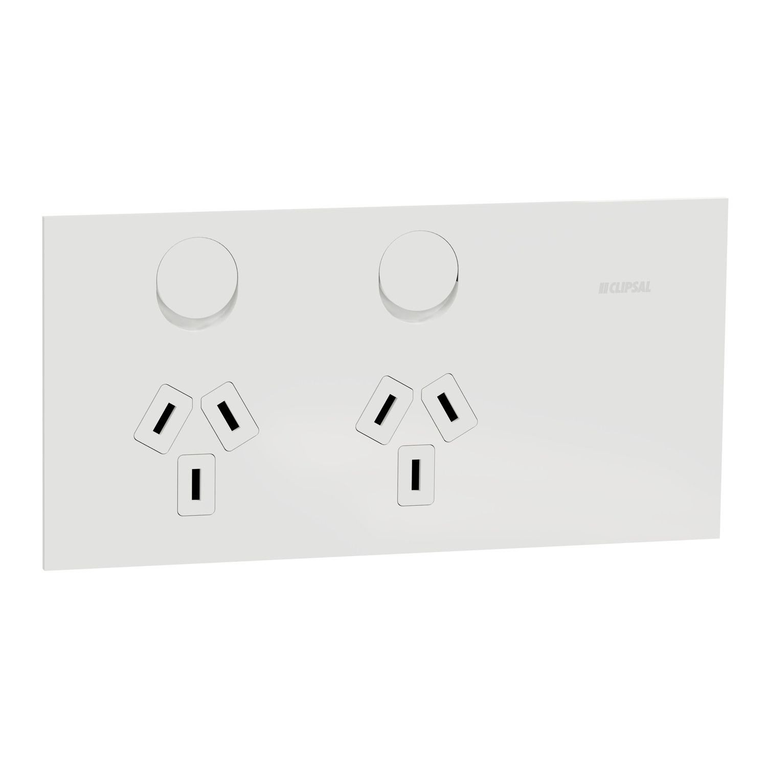 Picture of Double Switch Power Point, Clipsal Solis T Series, Horizontal Mount, 230V-240V, 10A