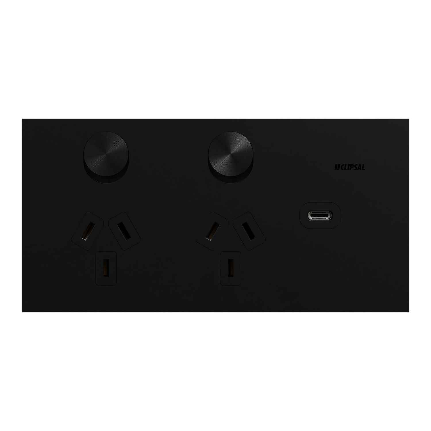 Picture of Double Switch Power Point, Clipsal Solis T Series, with USB C Charger, Horizontal Mount, 230V-240V, 10A