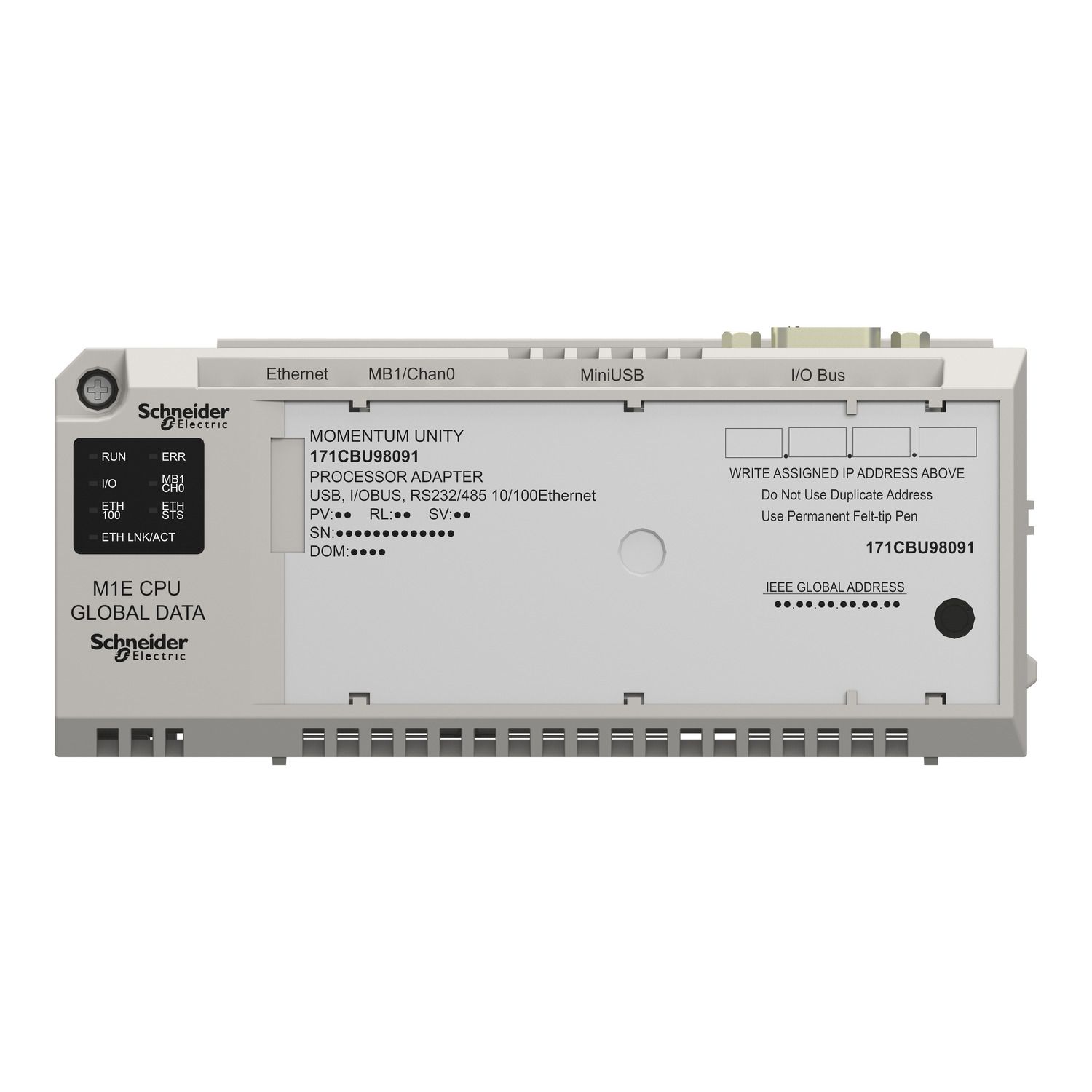 Picture of Unity M1E processor - RS232/485 - Ethernet - USB - I/O bus - global data