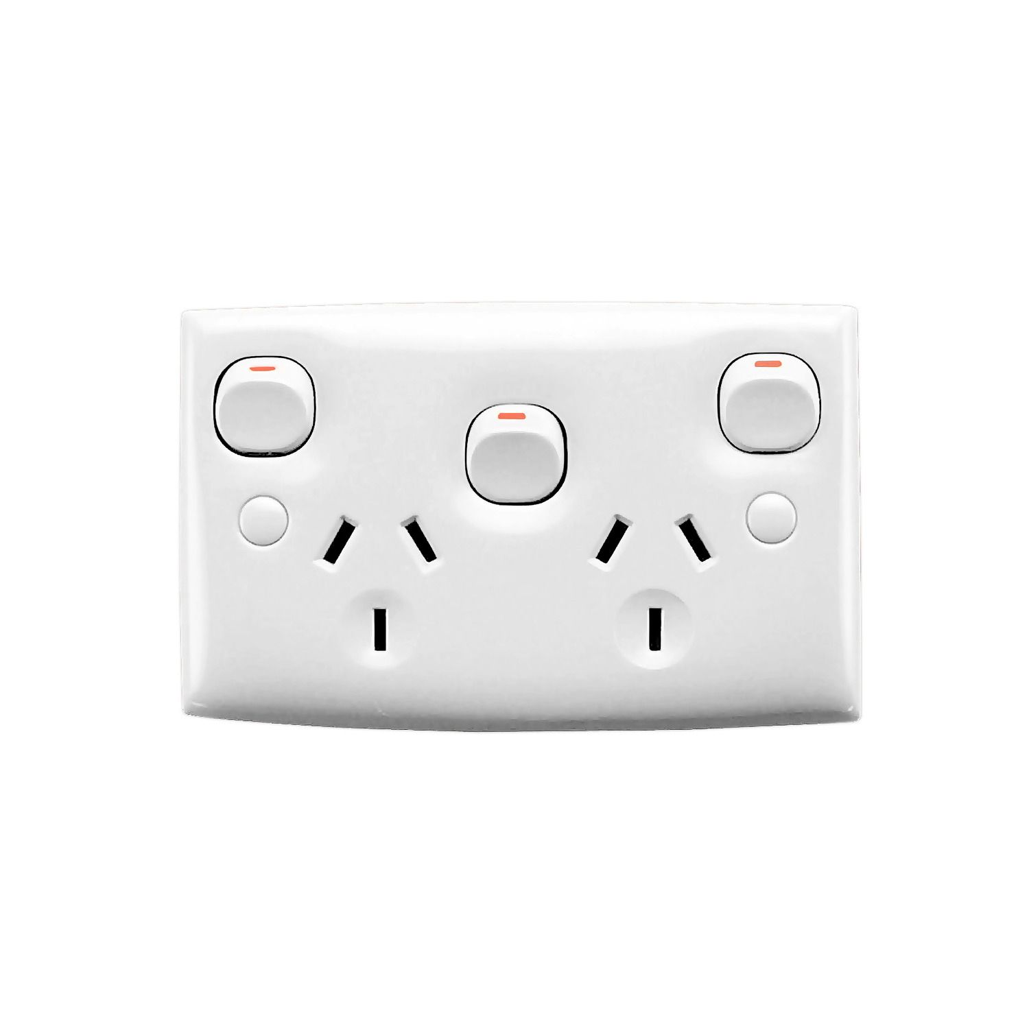 Picture of Twin Switch Socket Outlet, Standard Series, 250V 10A Standard Size, 2 Pole, Removable Extra Switch