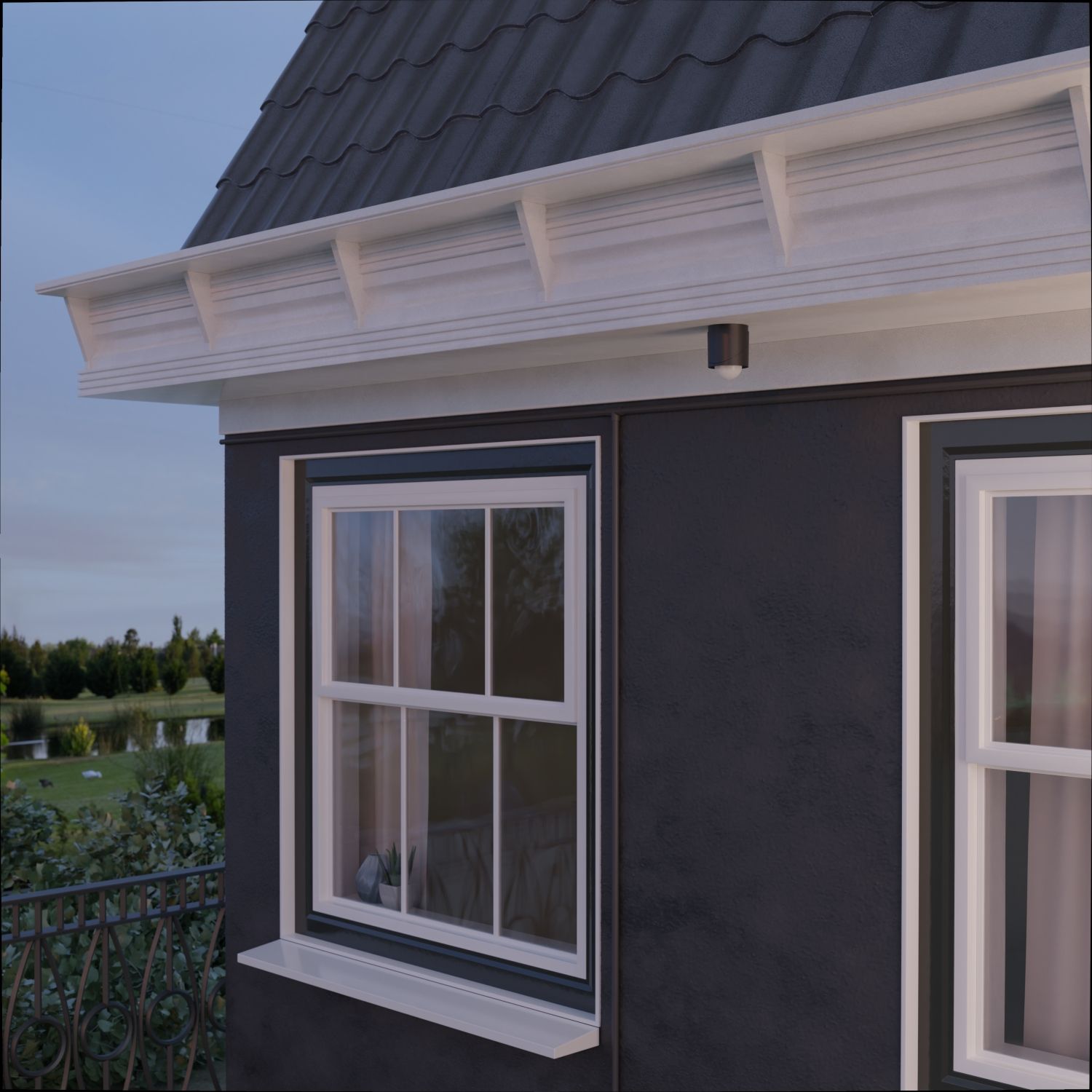 Picture of Clipsal - Motion Sensor, Movement sensor, works with wiser, infrascan outdoor, 360, 240VAC, 3-wires, IP66, black