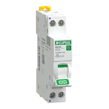 Picture of Miniature Circuit Breaker, Max9, 1P+N, 20A, C curve, 6000A