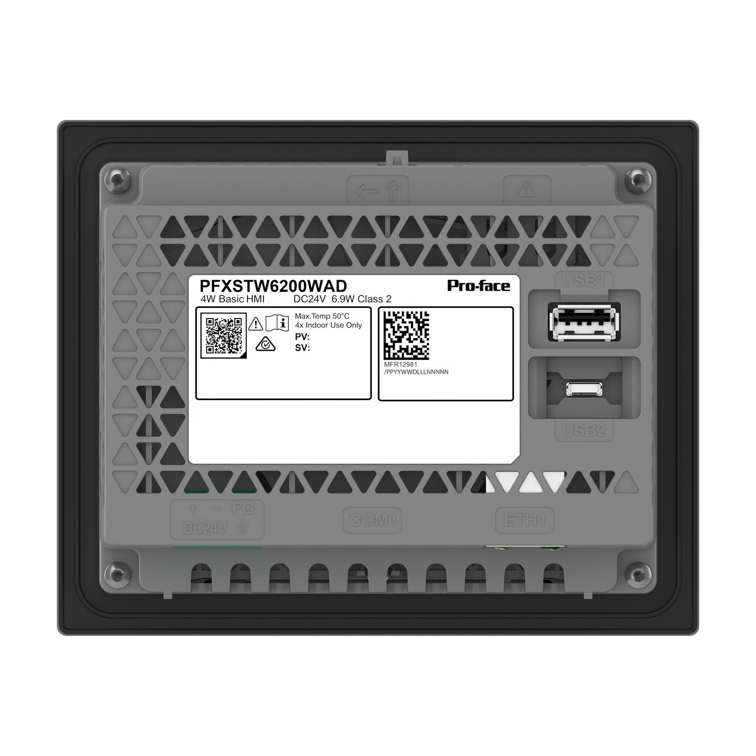 Picture of 4"W touch panel display, 1COM, 2Ethernet, USB host&device, 24VDC