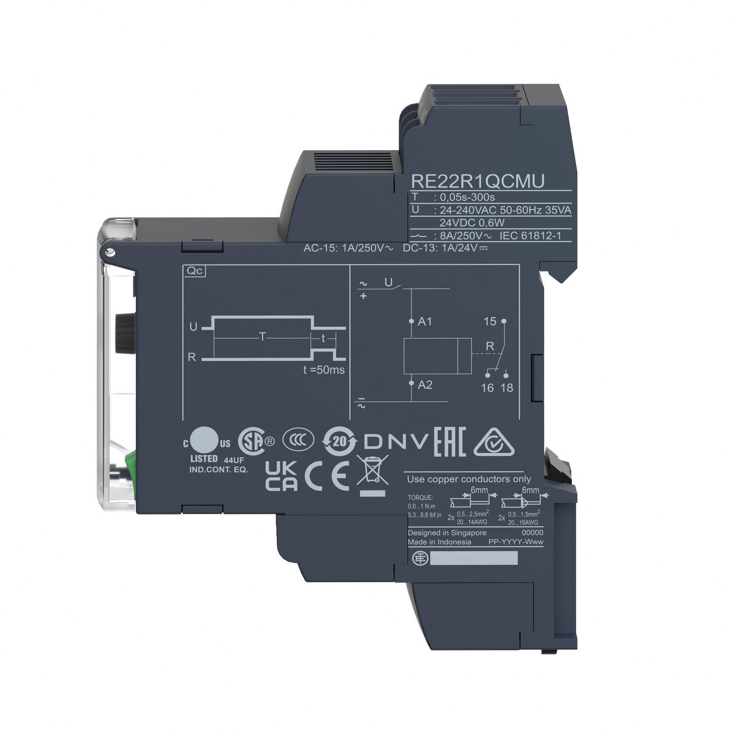 Picture of single function relay, Harmony Timer Relays, 8A, 1 CO, 0.05sâ€¦300s, star delta, 24V DC or 24...240V AC DC