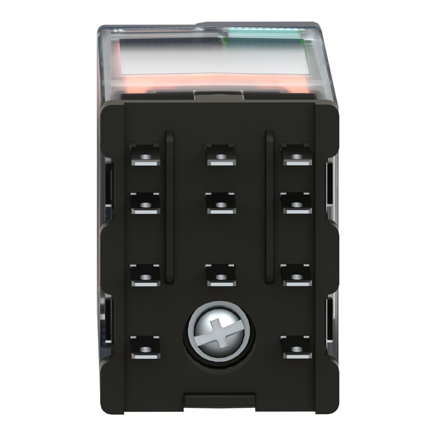 Picture of miniature plug in relay, Harmony Electromechanical Relays, 10A, 3CO, lockable test but to n, 24V DC