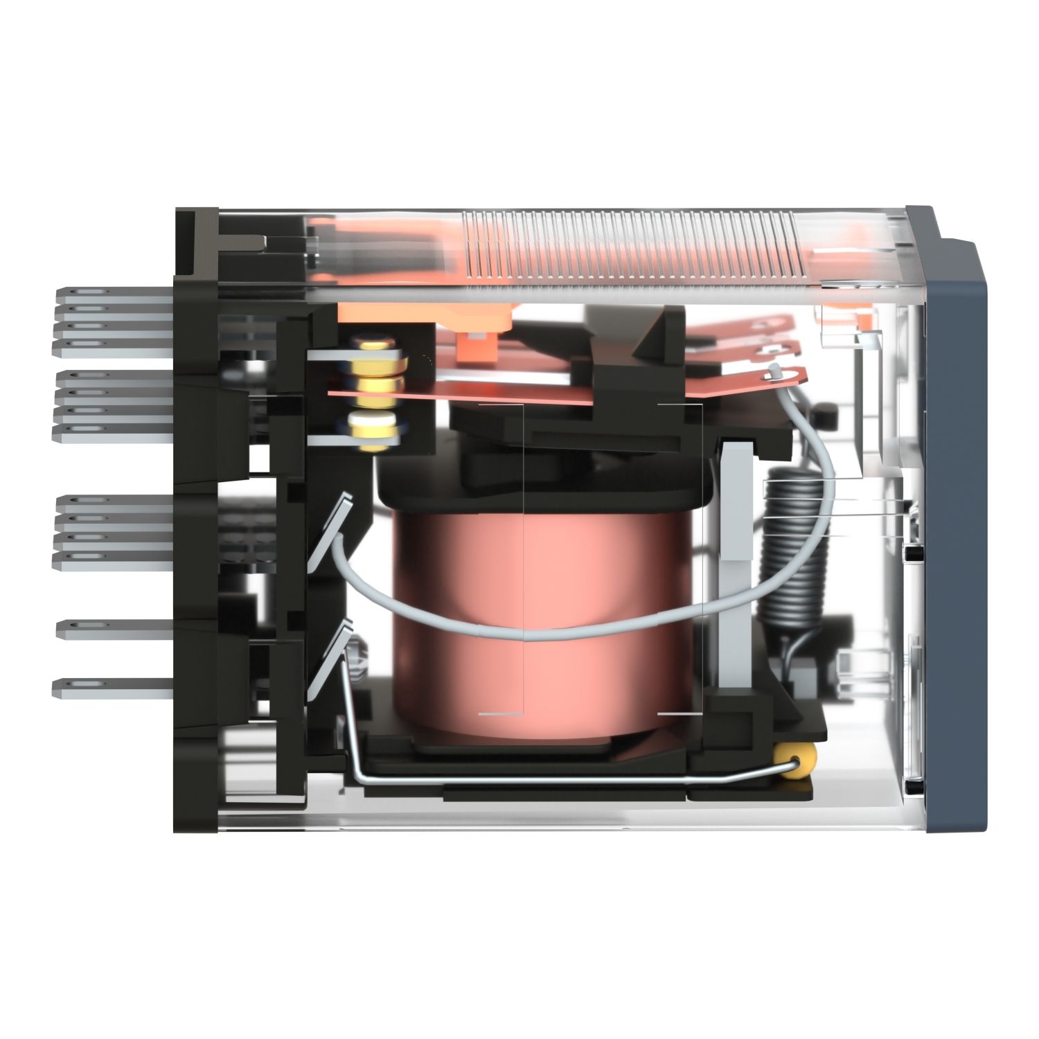 Picture of miniature plug in relay, Harmony Electromechanical Relays, 6A, 4CO, with LED, 24V DC