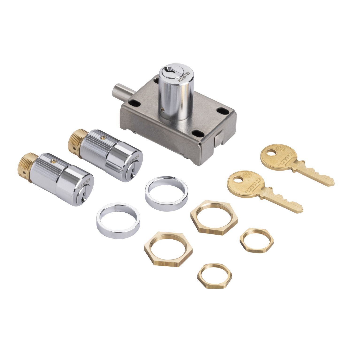 Picture of Locking kit, SM6-24, spare part, earthing switch, flat keylock, 1 lock kit door striker and 2 locks plates with adaptation kit