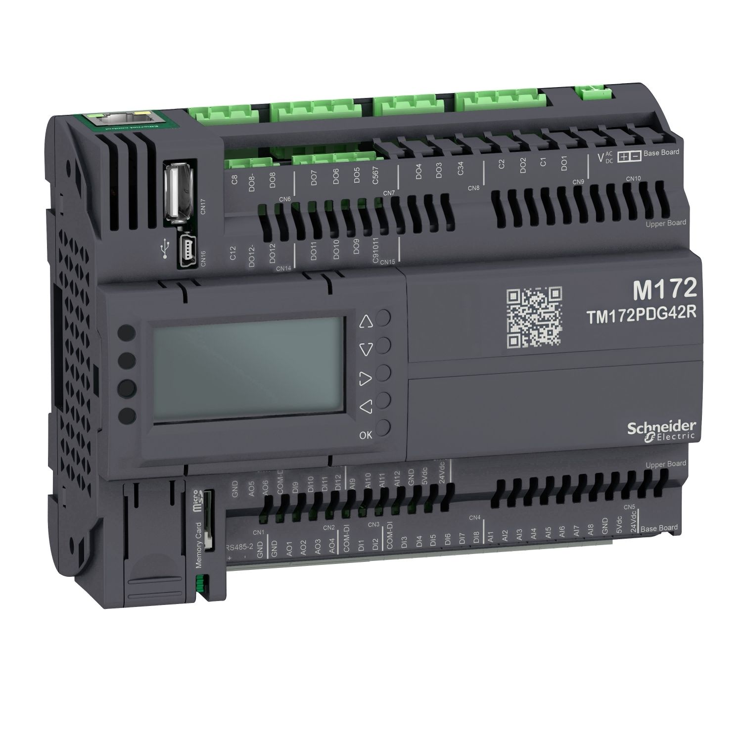 Picture of Controller, Modicon M171/M172/M173, Modicon M172, performance, display, 42 IO, Ethernet, Modbus
