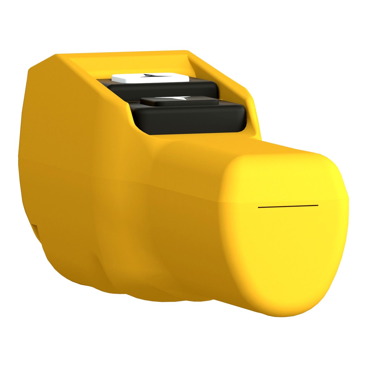 Picture of Pendant control station, Harmony XAC, plastic, yellow, pistol grip, 2 booted push buttons with 2NO