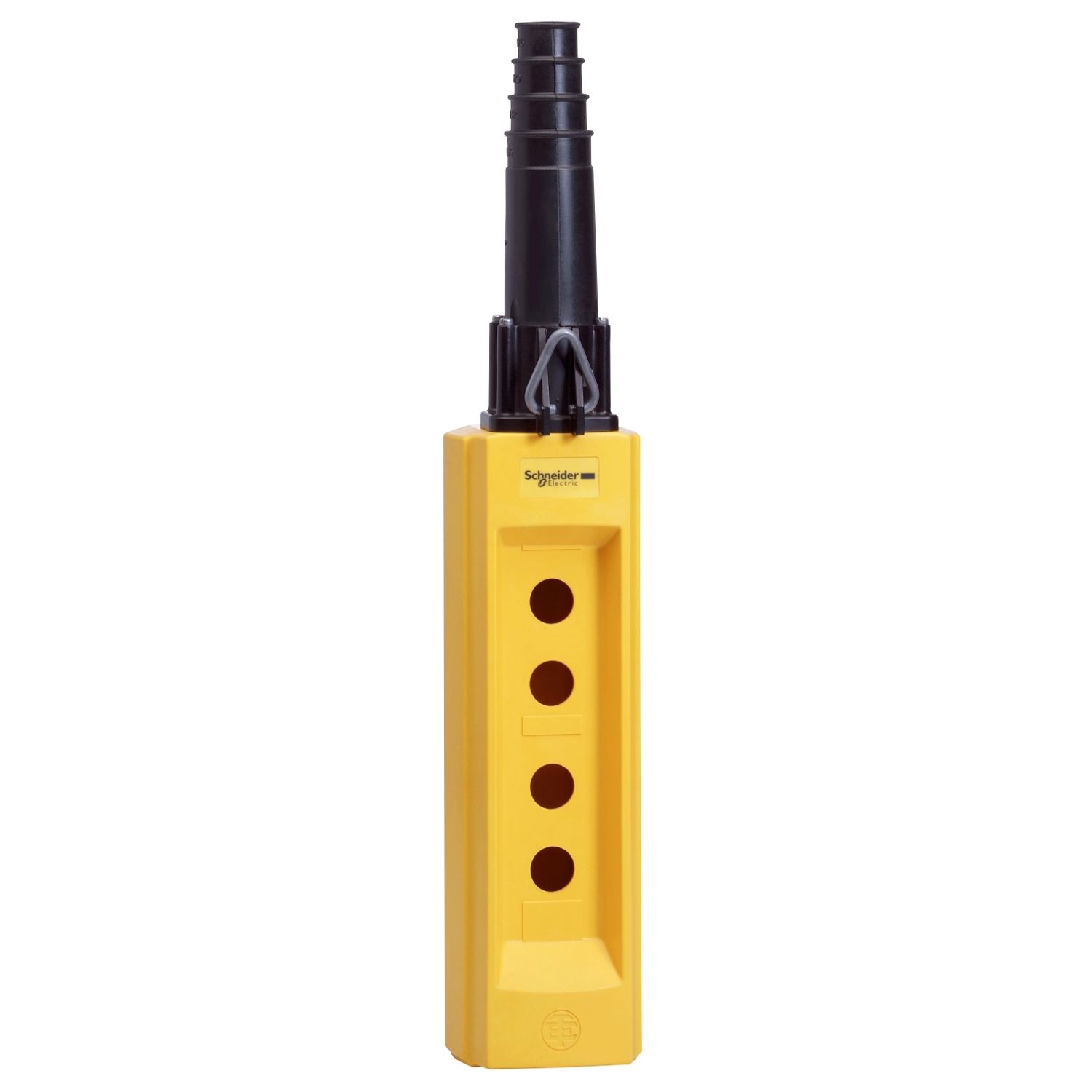 Picture of Empty pendant control station, Harmony XAC, plastic, yellow, 4 cut outs, for cable 10...22mm