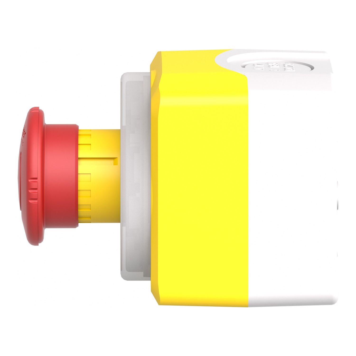 Picture of Control station, Harmony XALD, XALK, plastic, yellow lid, 1 Estop push button 40mm, turn to release, illum ring white red fixed, 1NO 2NC, 24V AC DC