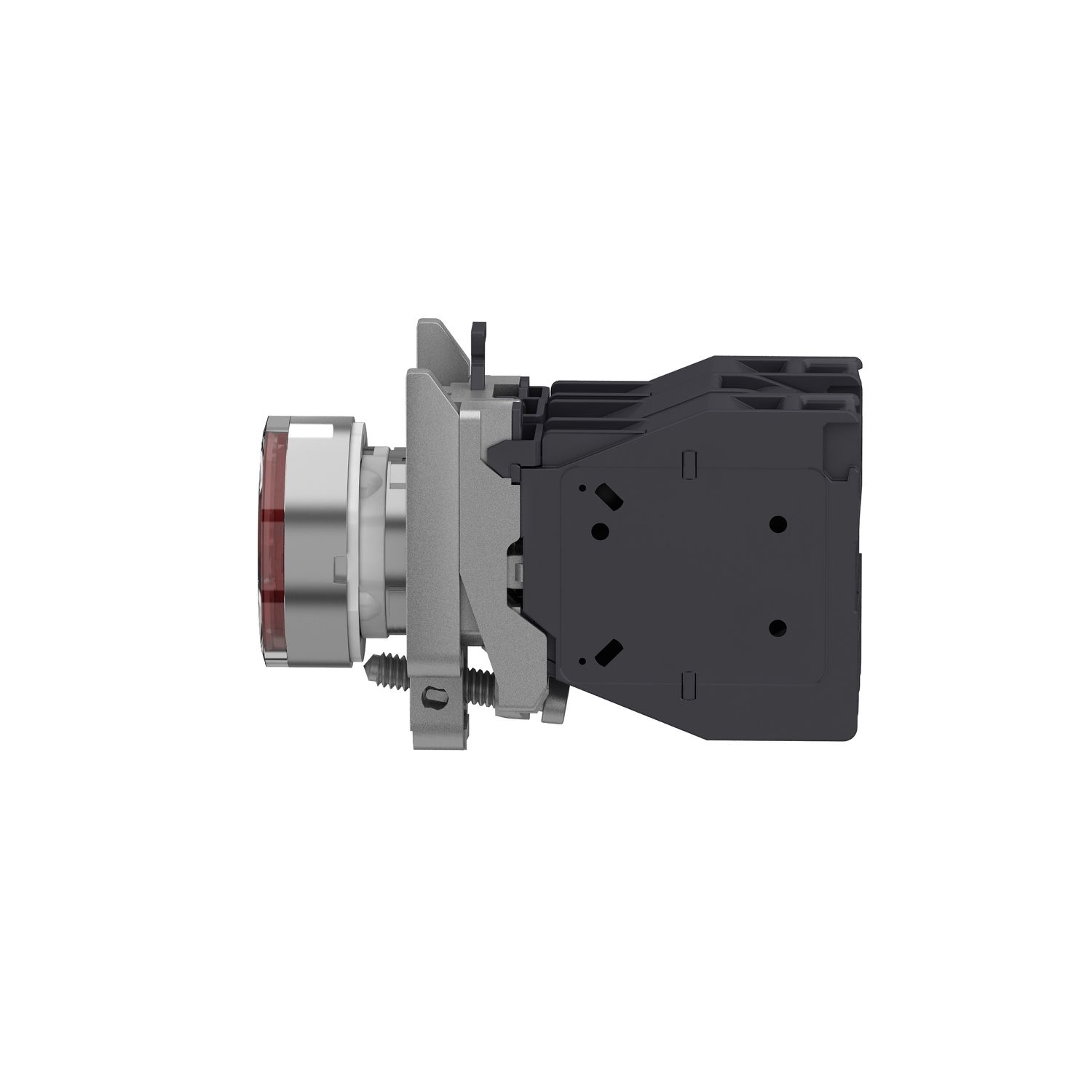 Picture of Complete illuminated push button, Harmony XB4 - ATEX D, metal, red flush, 22mm, spring return, booted, 1NC, 24...254V AC DC