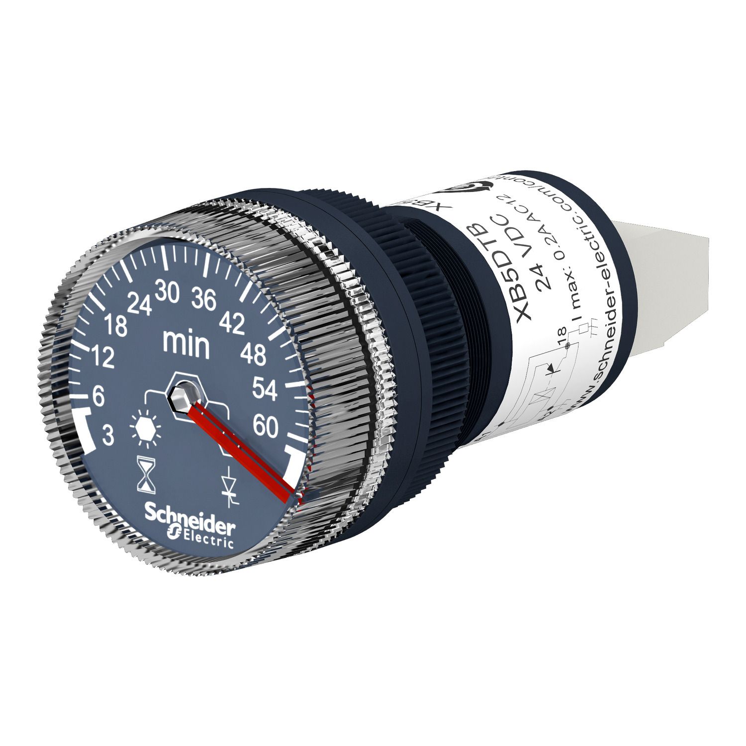 Picture of Panel mounted timer monofunction, Harmony XB5, plastic, 22mm, time delay 3...60min, 100...240V AC DC