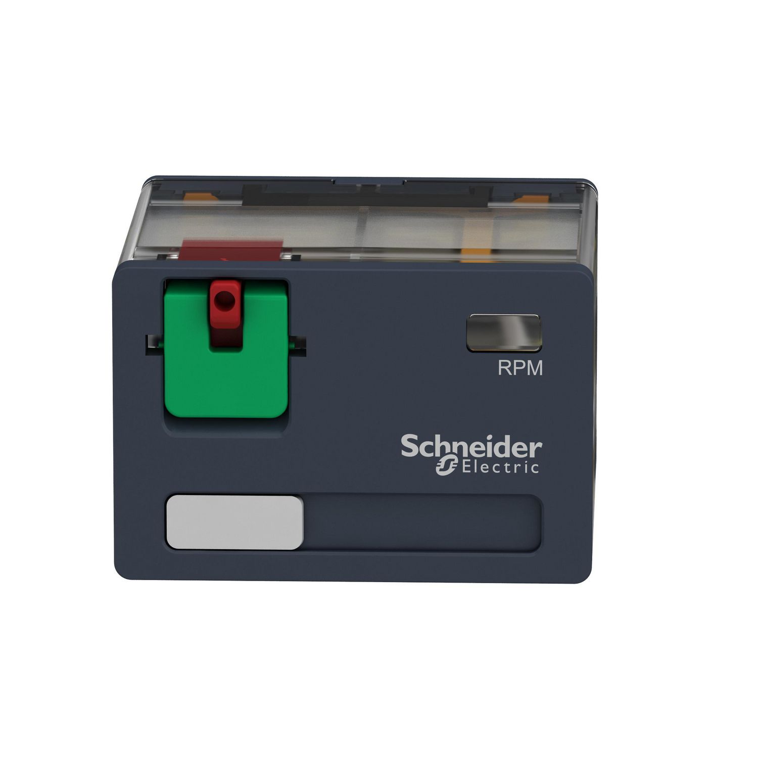 Picture of plug-in relay, Harmony electromechanical relays, 15A, 4CO, lockable test button, 230V AC